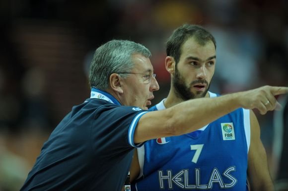 AFP/„Scanpix“ nuotr./J.Kazlauskas ir nepavargstantis graikų lyderis V.Spanoulis