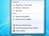 Gamintojo nuotr./Užvedus pelytę ant „Windows media player“ ikonos, iškyla programos meniu.