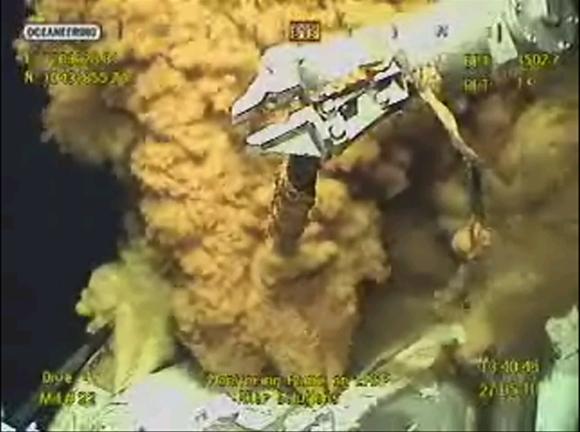 Reuters/Scanpix nuotr./Povandeninis robotas mėgina susidoroti su naftos nuotėkiu.