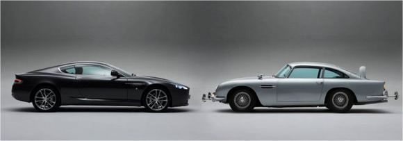 Gamintojo nuotr./Jameso Bondo Aston Martin DB5 ir DB9