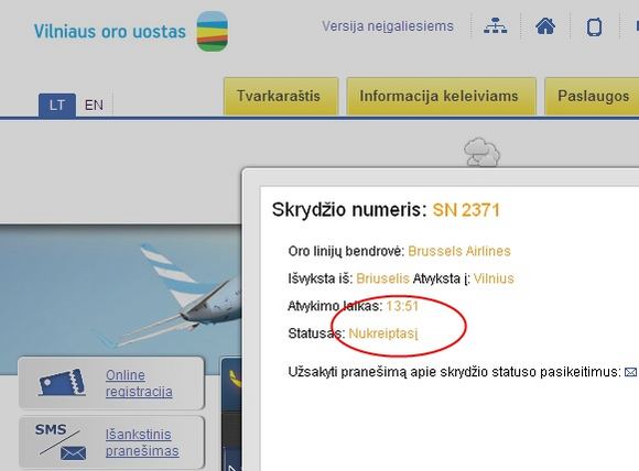 15min.lt iliustracija/Ne itin sklandus praneaimas Vilniaus oro uosto informacinėje sistemoje.