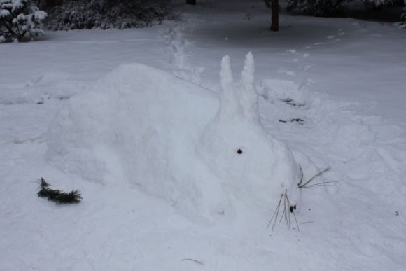 Pirmasis konkurso kūrinys - 2011-ųjų simbolis - sniego zuikis