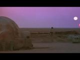 Kadras ia YouTube/Toks dvigubas saulėlydis Tatuino planetoje rodomas filme Žvaigždžių karai. 