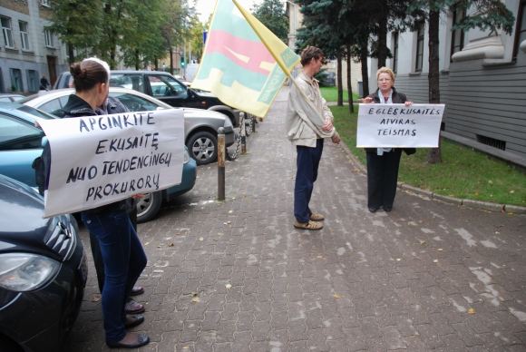 Sauliaus Chadasevičiaus/15min.lt nuotr./Eglės Kusaitės rėmėjų piketas po teismo langais