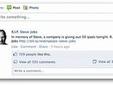 Nakedsecurity.sophos.com nuotr./„Facebook“ sukčiai teigia, esą S.Jobso atminimui „Apple“ nemokamai atiduos 50 planšetinių kompiuterių „iPad“. 