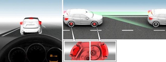 Gamintojo nuotr./Mazda SCBS sistemos veikimo principas