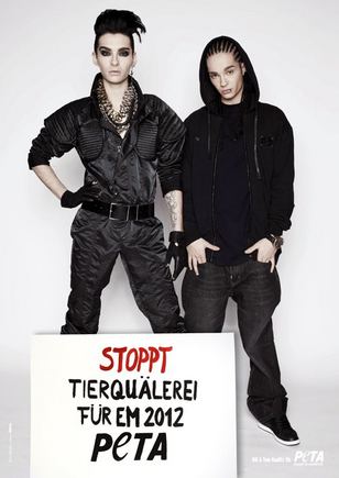 PETA nuotr./Billas (kairėje) ir Tomas Kaulitzai iš grupės „Tokio Hotel“