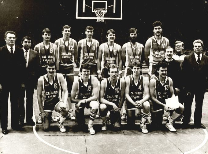 Nuotr. ia Lietuvos sporto muziejaus fondų/Žalgiriečiai net penkiskart tapo TSRS krepainio čempionato aukso medalių laimėtojais. Triumfo akimirka 1986 m.