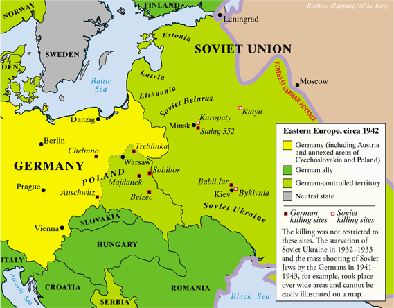 Rytų Europos karo laikų žemėlapis.
