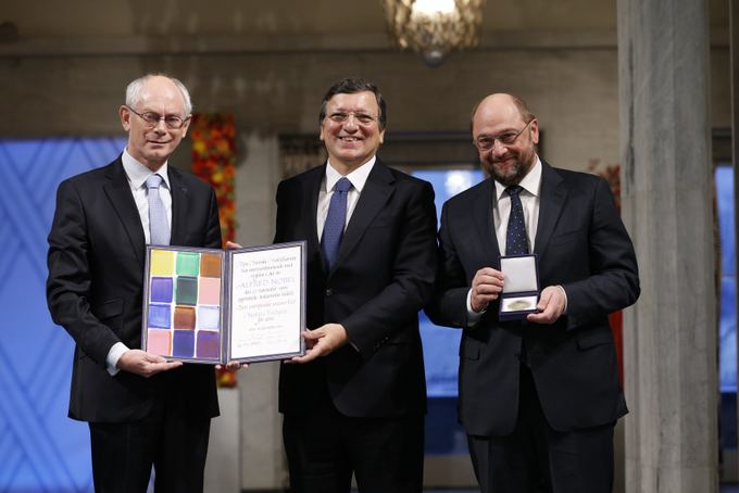 AFP/Scanpix nuotr./Herman van Rompuy, Jose Manuel Barroso, and Martin Schulz