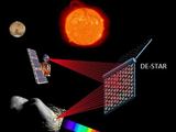 Philipo M. Lubino/Space.com iliustr./Sistemos „DE-STAR“ konceptualus piešinys, demonstruojantis, kaip ji vienu metu ardo asteroidą ir siunčia energiją tarpplanetiniam erdvėlaiviui.