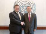URM nuotr./Jungtinių Tautų (JT) generalinis sekretorius Ban Ki-Moonas ir Lietuvos užsienio reikalų ministras Linas Linkevičius. 