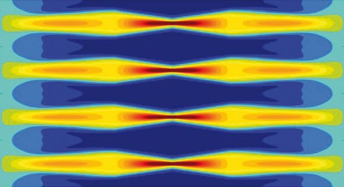 Nature.com (Lukens, J. M., Leaird, D. E. & Weiner, A. M.) iliustr./Iliustracijoje pavaizduotas aviesos bangų intensvyumo per tam tikrą laikotarpį kitimas. Viduryje atvaizduoto nulinio intensyvumo metu maskuojamas duomenų siuntimas.