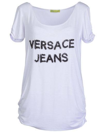 Balti Versace Jeans marškinėliai  su logotipu iš yoox.com.