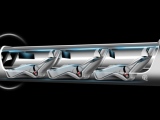 E.Musko iliustr./Transporto sistema Hyperloop keleivius gabentų kapsulėmis, kurios skrietų beveik garso greičiu sumažinto slėgio atmosferoje, palaikomoje sandarių vamzdžių sistemoje.