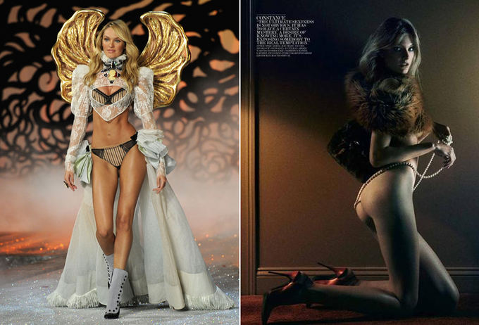 Scanpix ir interviewmagazine.com nuotr. / Ia kairės:  Candice Swanepoel pristato apatinį trikotažą Victorias Secret madų aou Niujorke. Fotografo Fabien Baron fotosesija Dievaitės Interview žurnalui, 2013 m. rugsėjis. 