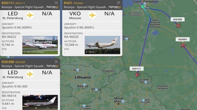 V.Putino skrydį į Minską „pridengė“ tuo pat metu pakilę du kiti lėktuvai