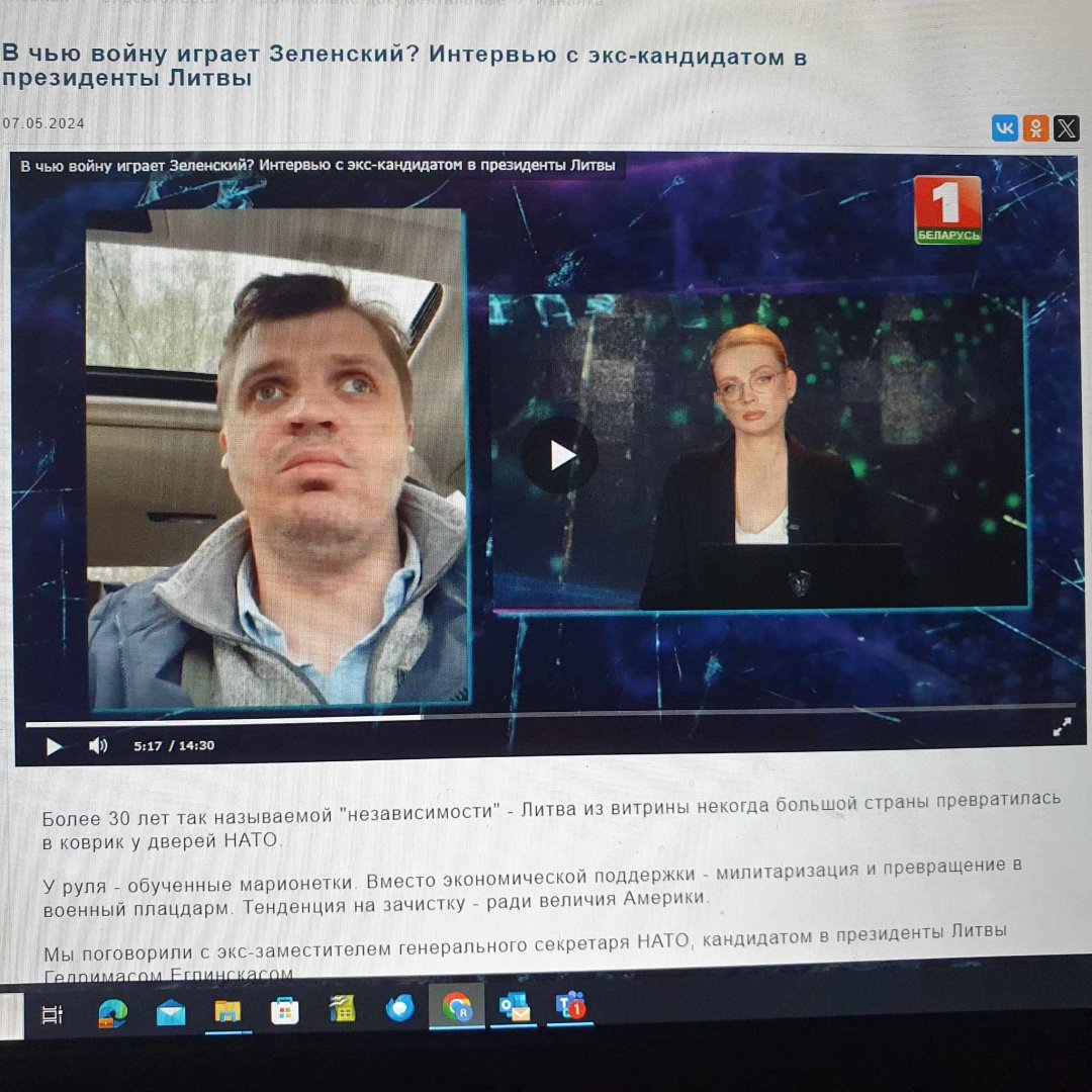 G.Jeglinsko interviu pasirodė Baltarusijos televizijoje, manė bendravęs su rusų opozicija