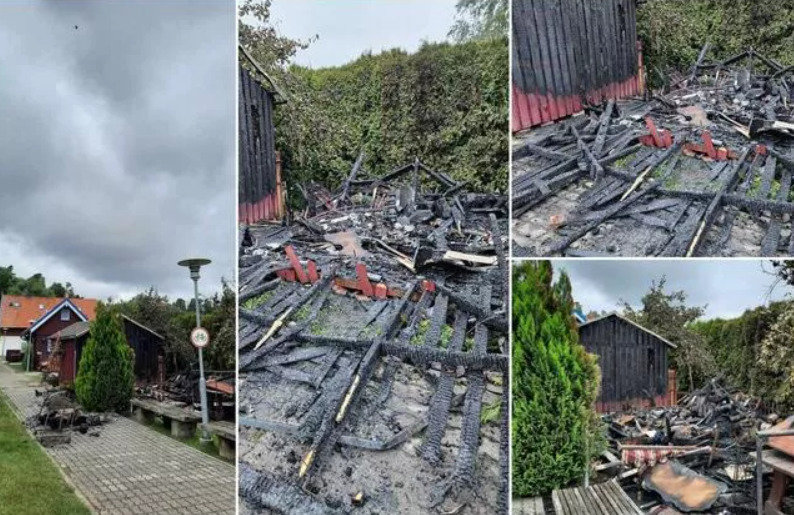 Žaibas Juodkrantėje paskelbė futbolo rungtynių pradžią – pastatas sudegė iki pamatų