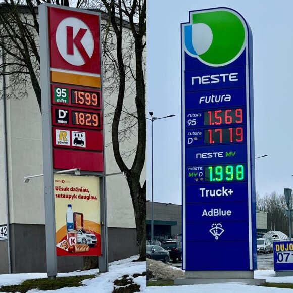 Skaitytojos Aušros nuotr./Degalų kainos 2026 m. kovo 3 d.