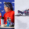 Breezy Johnson ir trauma patyrusi Lindsey Vonn
