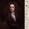 Isaacas Newtonas (Godfrey Knellerio 1702 m. tapytas portretas) ir jo rankra&scaron;tis, kuriame Newtonas apra&scaron;o adatos už akies obuolio eksperimentą