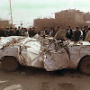 Sovietų tankų sutrai&scaron;kytas automobilis Azerbaidžane