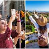 Prie&scaron; turistus protestuojantys kataloniečiai / Turistė Barselonoje