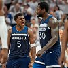Anthony Edwardsas ir Julius Randle'as
