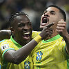 Brazilijos rinktinės futbolininkai Vinicius Junioras ir Bruno Guimaraesas