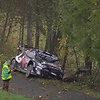 Sudaužytas S.Ogier bolidas. WRC tiesioginės transliacijos metu užfiksuotas kadras.