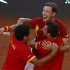 Ispanijos tenisininkai Pablo Carreno Busta, Jaume Munaras ir Pedro Martinezas