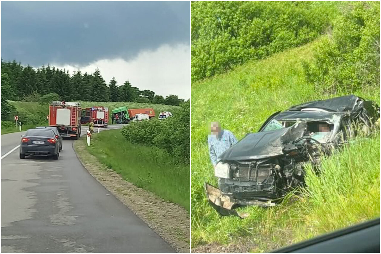 Itin skaudi kaktomuša užmiestyje: posūkyje moteris susidūrė su sunkvežimiu, ją vadavo ugniagesiai