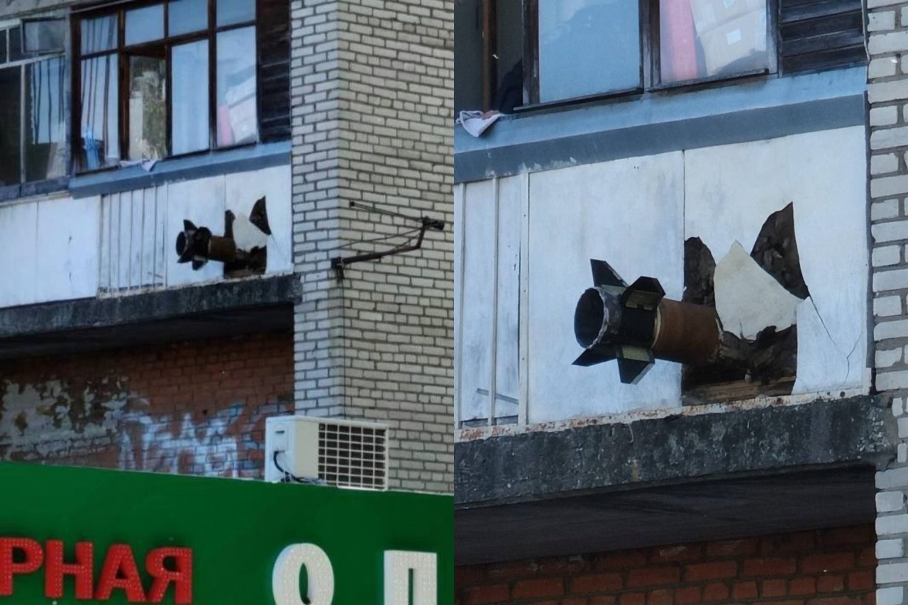 Retas vaizdelis: raketos dalis įstrigo gyvenamojo namo balkone netoli Maskvos