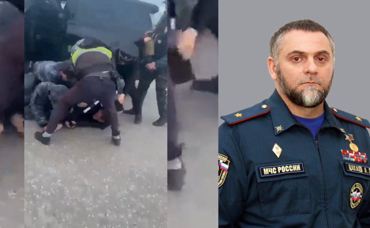 Paguldė veidu ant asfalto: sulaikomas Čečėnijos nepaprastųjų situacijų ministras bandė pervažiuoti policininkus
