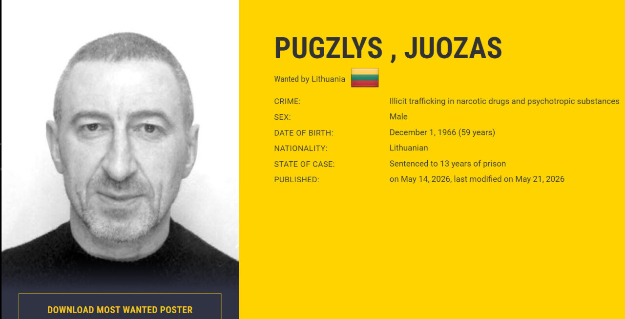 Juozas Pugžlys i&scaron; Lietuvos atsidūrė tarp 13 labiausiai ie&scaron;komų Europos nusikaltėlių