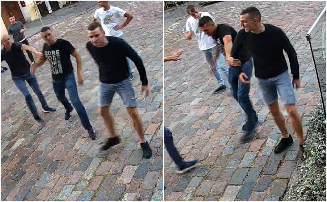 Kauno Rotušės aikštėje sužalotas žmogus: policija ieško šių vyrų