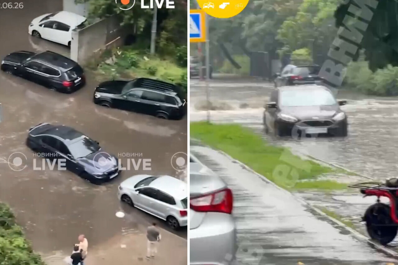 Virto medžiai ir skendo automobiliai: Kyjive praūžė galinga audra