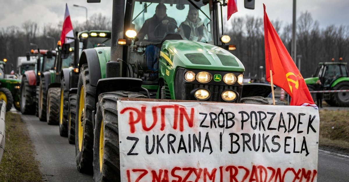 Polska policja wszczęła śledztwo w sprawie proputinowskiego plakatu wywieszonego podczas protestu rolników