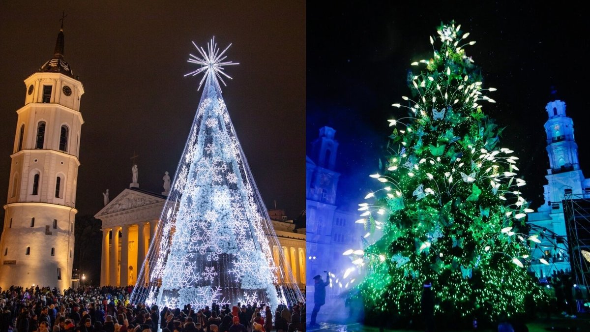 Vilniaus ir Kauno Kalėdų eglutės / Luko Balandžio ir Teodoro Biliūno nuotr.