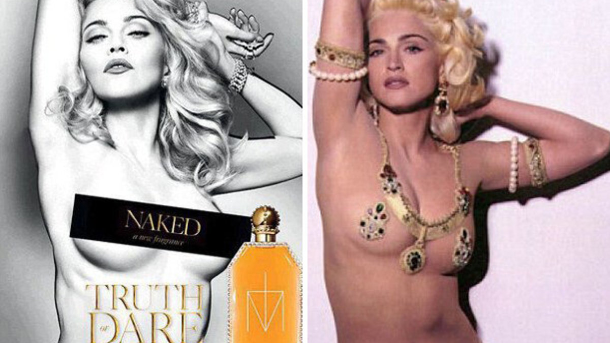 Madonna „Truth or Dare“ kvepalų reklamoje ir knygoje „Seksas“