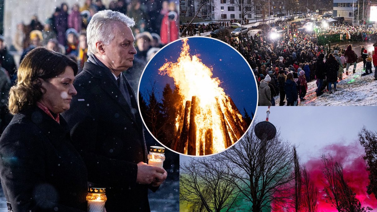 Atminimo laužų uždegimo ceremonija prie Vilniaus televizijos bokšto / Pauliaus Peleckio / BNS nuotr.