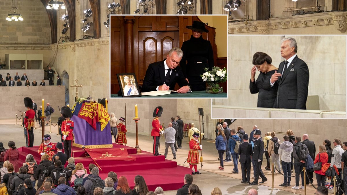 Prezidentas Gitanas Nausėda ir Diana Nausėdienė pagerbė karalienės Elizabeth II atminimą Vestminsterio menėje / Annabel Moeller nuotr.