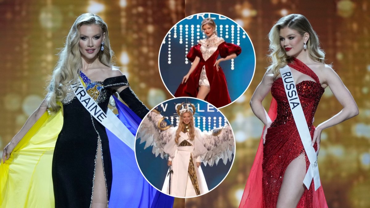 Ukrainos ir Rusijos atstovės konkurse „Mis Visata“ / AFP/„Scanpix“ nuotr.