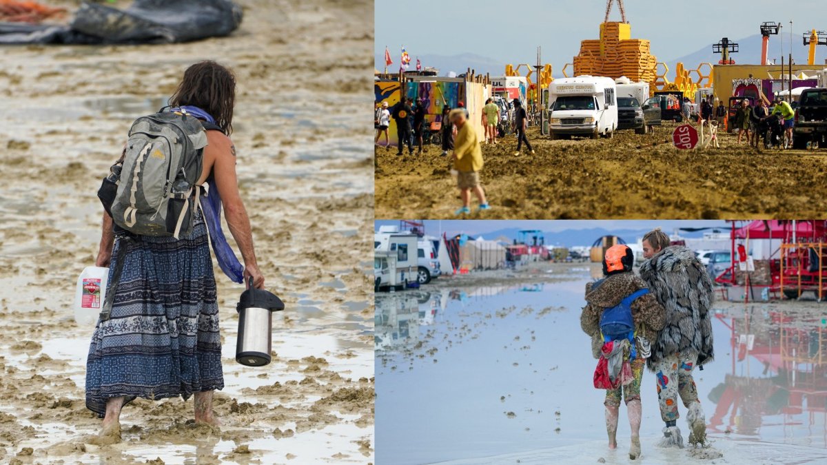 „Burning Man“ dalyviai po liūties įstrigo dykumoje / „Scanpix“ nuotr.