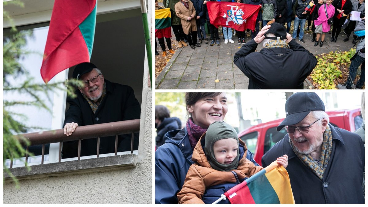 Choro „Ąžuoliukas“ staigmena Vytautui Landsbergiui / Pauliaus Peleckio „ŽMONĖS Foto“ nuotr.