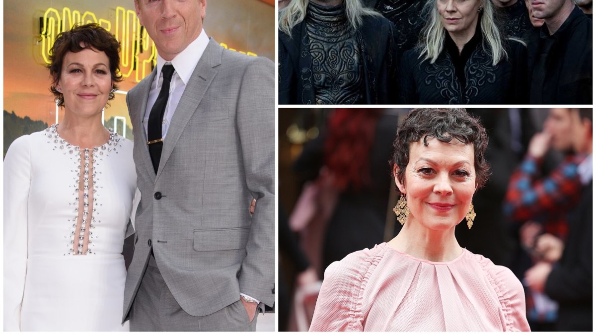 Helen McCrory su vyru Damianu Lewisu ir filme „Haris Poteris ir Mirties relikvijos. 2 dalis“ / Scanpix ir Vida Press nuotr.