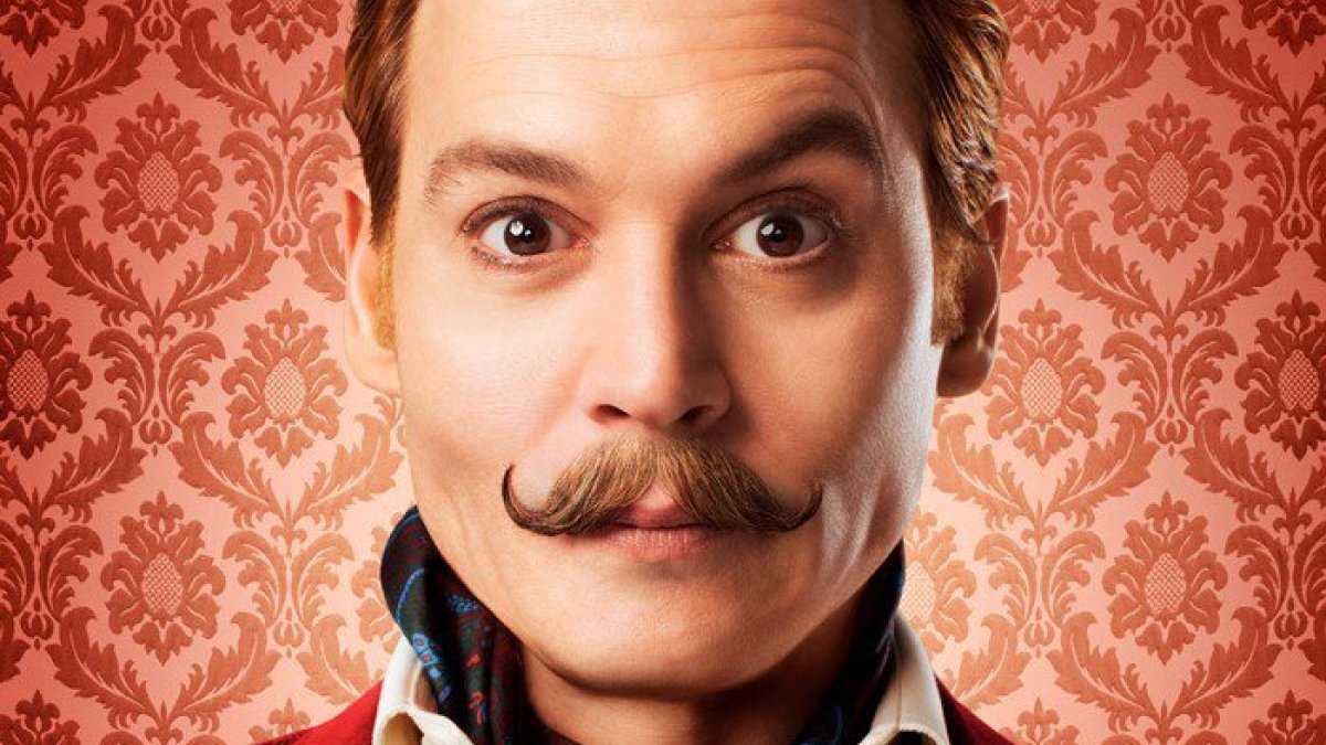 Filmo „Ūsuotasis ponas Mortdecai“ plakatas su Johnny Deppu