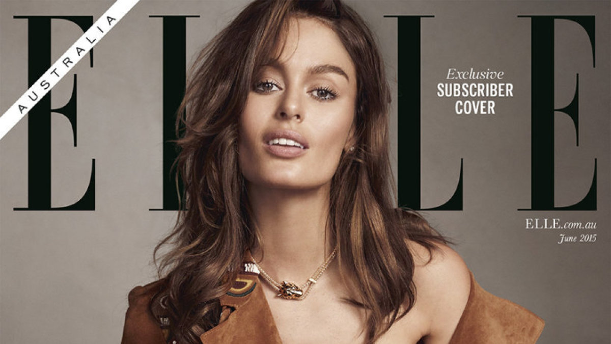 Australiško „Elle“ žurnalo viršelis su krūtimi maitinančia manekene Nicole Trunfio 