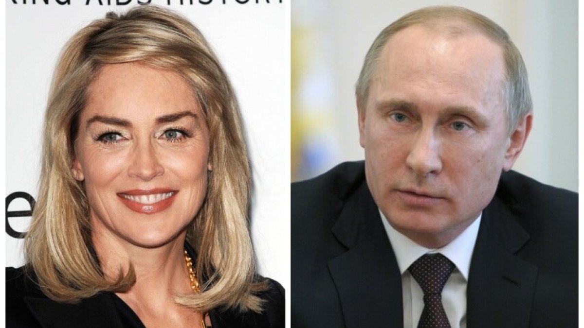 Sharon Stone ir Vladimiras Putinas